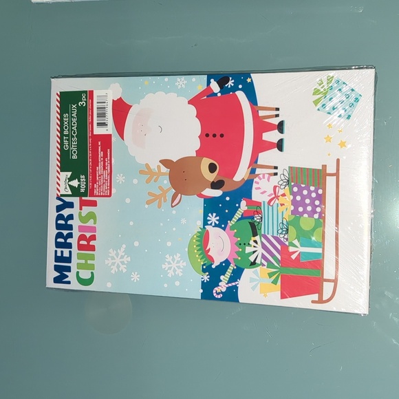 9 Assorted Christmas Gift Boxes 14.25x9.43x1.87 in - New Holiday Wrapping Bundle - Picture 2 of 9